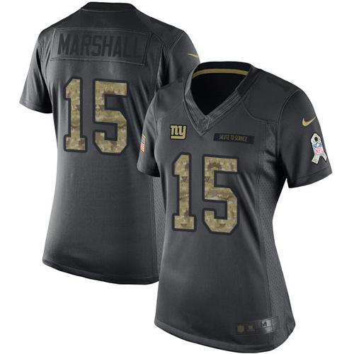Nike Giants #15 Brandon Marshall Black Women's Stitched NFL Limited 2016 Salute to Service Jersey - Click Image to Close